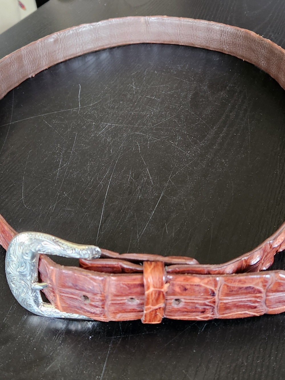 Men Genuine Nile Crocodile Belt 44/112 Detailed Buckle